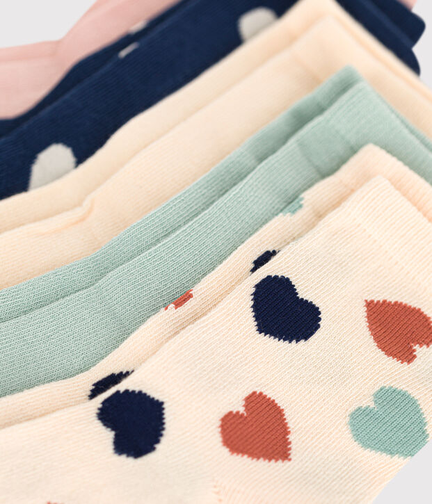5 paires de chaussettes en coton c&oelig;urs enfant multicouleur