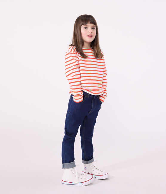 Marinière enfant mixte en coton manches longues rose FLEUR/ SPICY