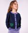 Cardigan enfant en laine et coton uni bleu marine