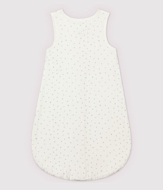 Gigoteuse blanche &agrave; &eacute;toiles b&eacute;b&eacute; en tissu couche en coton biologique blanc/gris