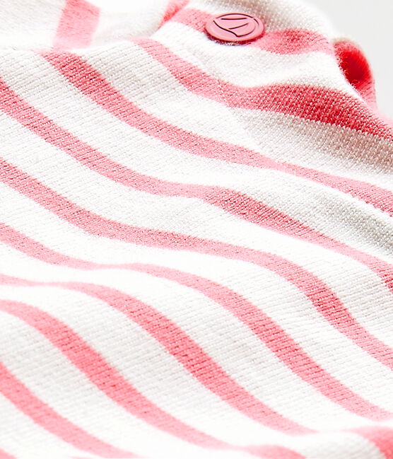 Robe bébé fille rayée blanc MARSHMALLOW/rose PETAL