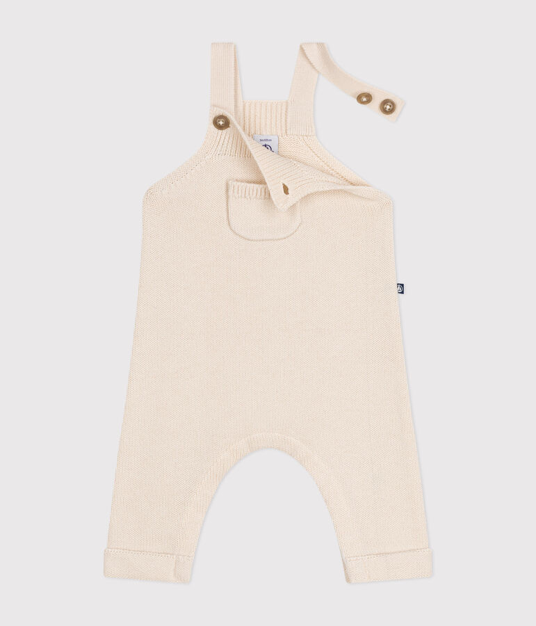 Salopette en tricot de laine et coton b&eacute;b&eacute; &eacute;cru