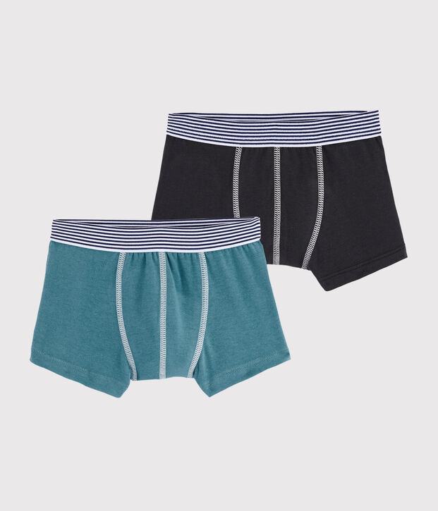 Lot de 2 boxers uni petit gar&ccedil;on multicouleur
