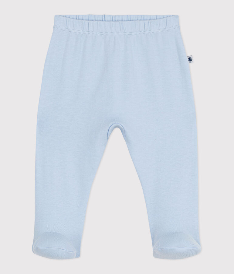 Pantalon &agrave; pied naissance en coton uni bleu TOUDOU
