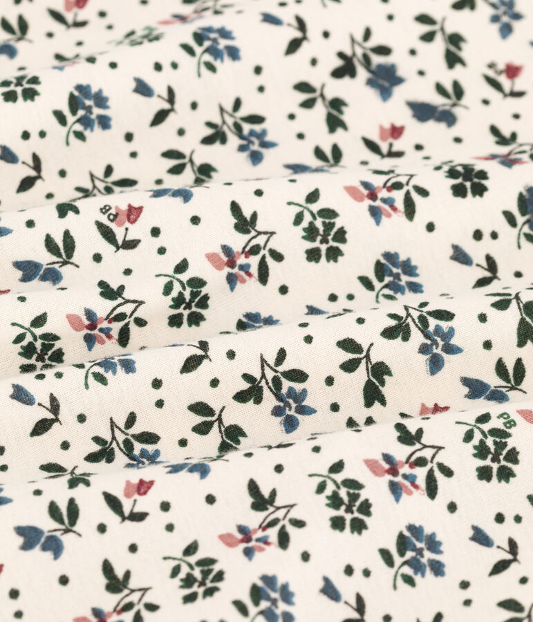 Tee-shirt fleuri &agrave; manches longues en coton enfant fille &eacute;cru/multicouleur