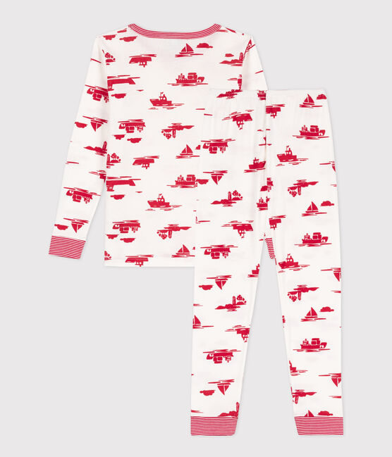 Pyjama ajusté en coton enfant blanc MARSHMALLOW/rouge PEPS