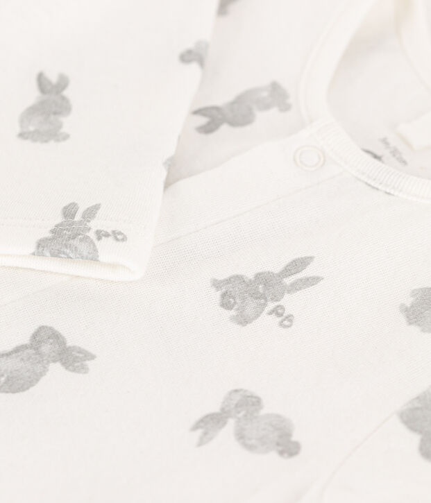 Dors-bien lapins en tubique blanc/gris