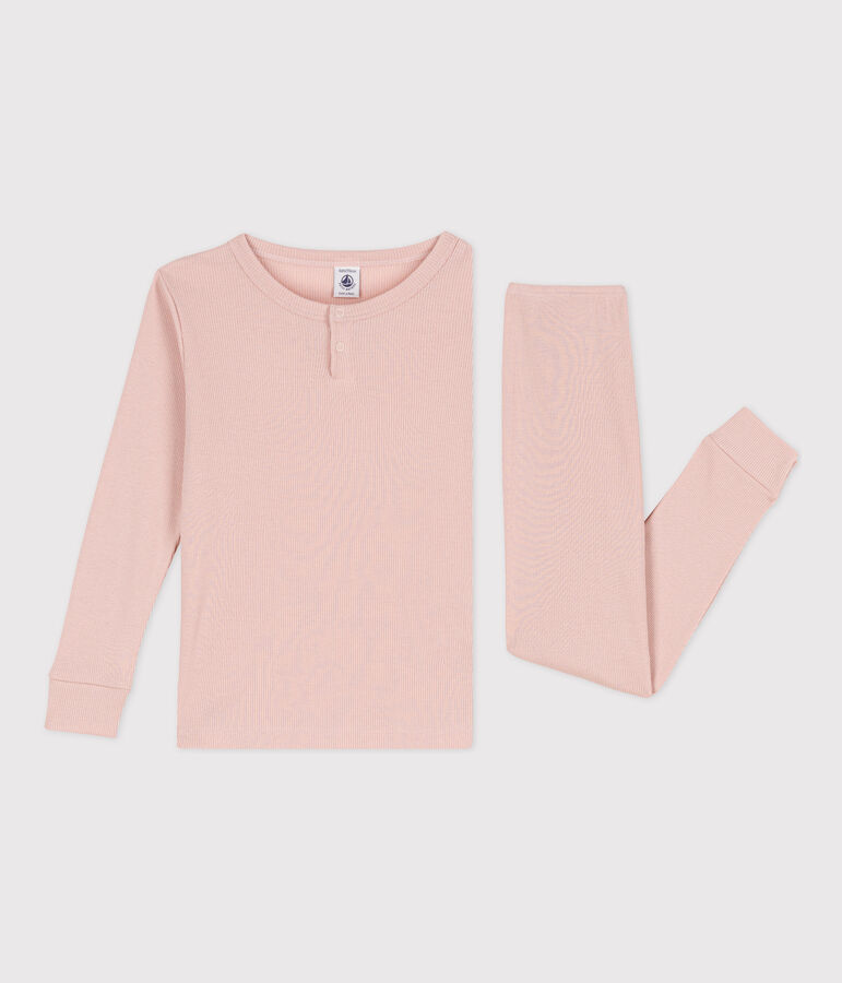 Pyjama uni en coton et lyocell enfant rose SALINE