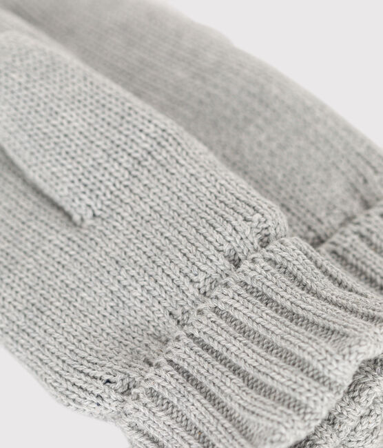 Moufles en tricot doublé en polaire enfant garçon-fille gris CHATON CHINE
