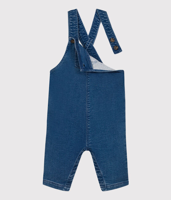 Salopette longue bébé en denim bleu BLEU DELAVE