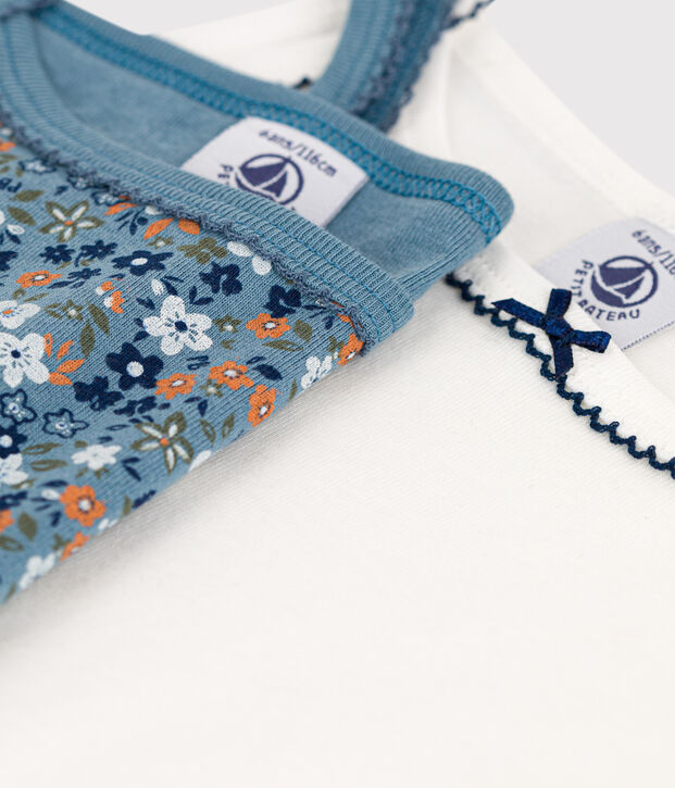 Lot de 2 chemises &agrave; bretelles fleur petite fille en coton multicouleur