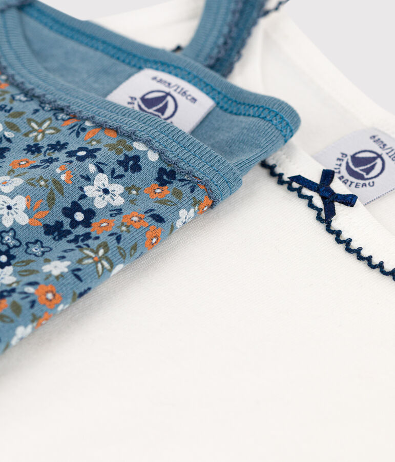 Lot de 2 chemises &agrave; bretelles fleur petite fille en coton multicouleur