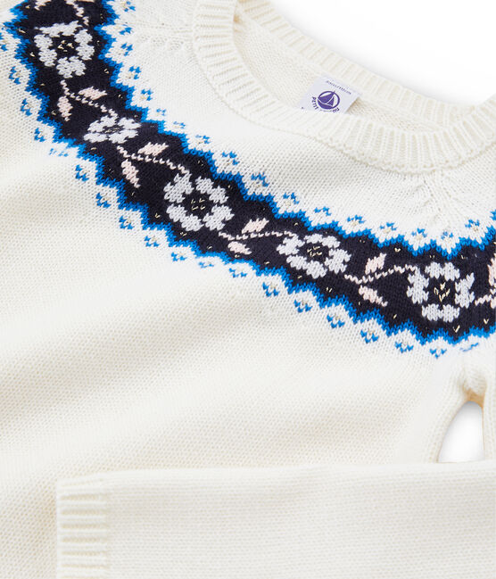 Pull enfant fille blanc MARSHMALLOW/blanc MULTICO