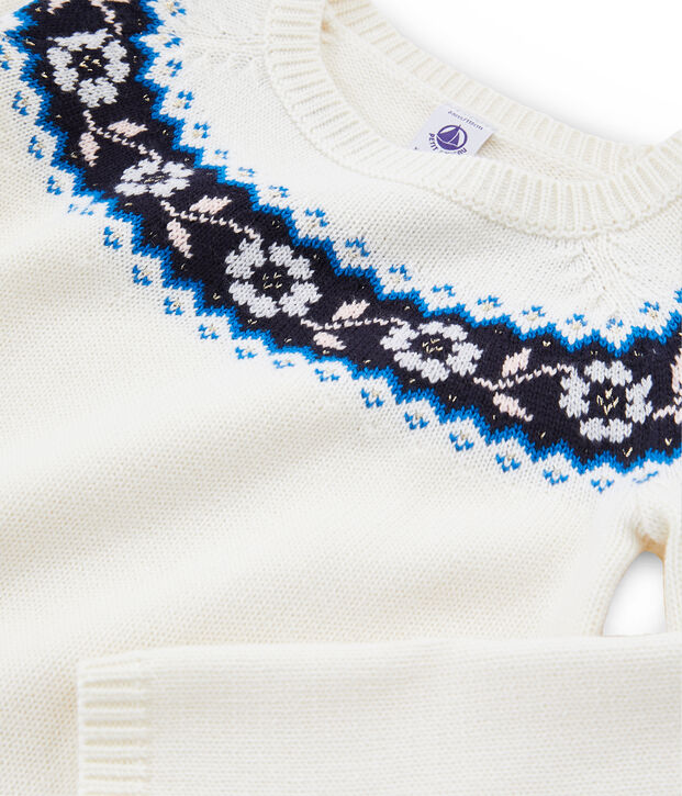 Pull enfant fille blanc/multicouleur