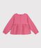 Blouse enfant en coton manches longues &agrave; rayures rose/rose