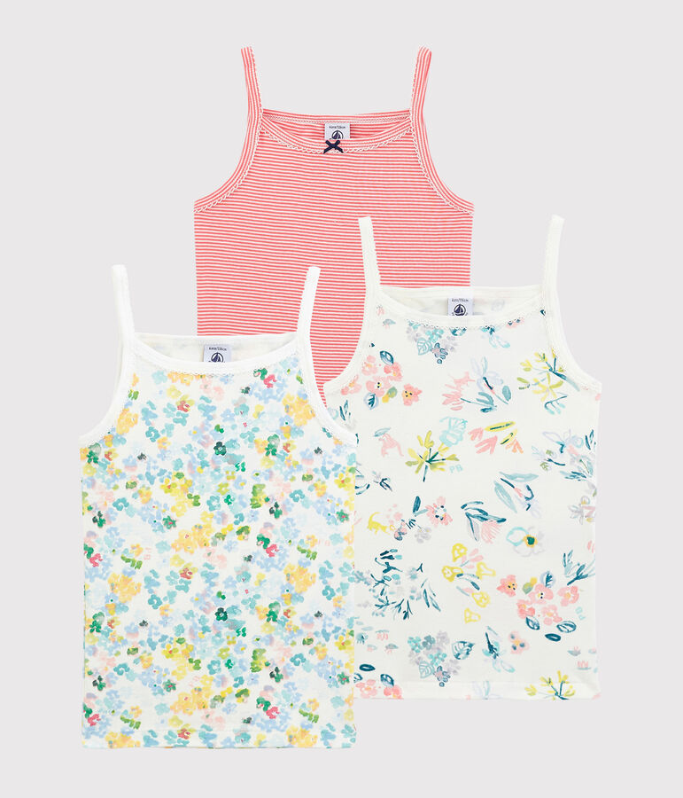 Lot de 3 chemises &agrave; bretelles &agrave; fleurs petite fille multicouleur