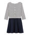 Robe manches longues femme bleu SMOKING/beige COQUILLE