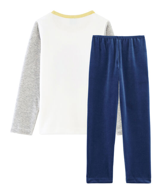 Pyjama petit garçon en velours bleu MEDIEVAL/gris POUSSIERE/ MULTICO