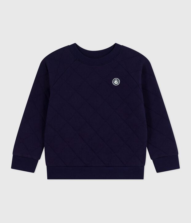 Sweatshirt enfant en coton uni bleu marine