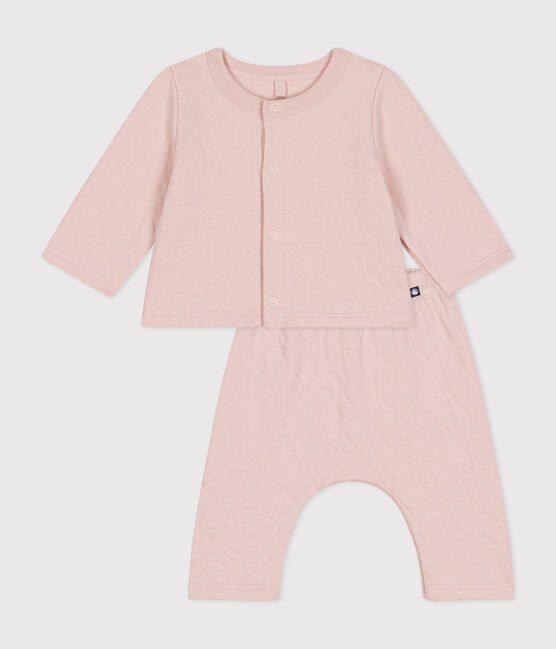 Ensemble 2 pièces en tubique matelassé bébé rose SALINE