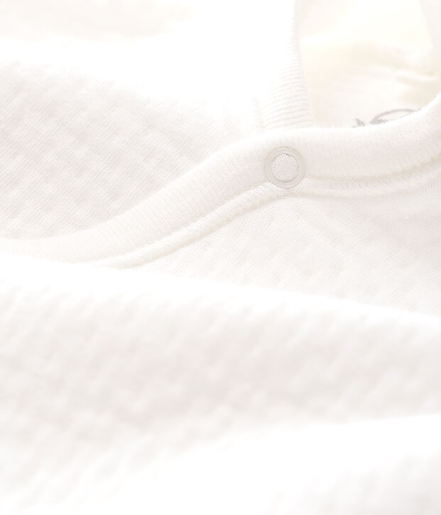 Combinaison longue b&eacute;b&eacute; en tubique matelass&eacute; blanc