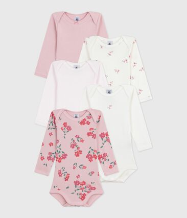 Lot de bodies manches longues en coton imprimé fleuri bébé