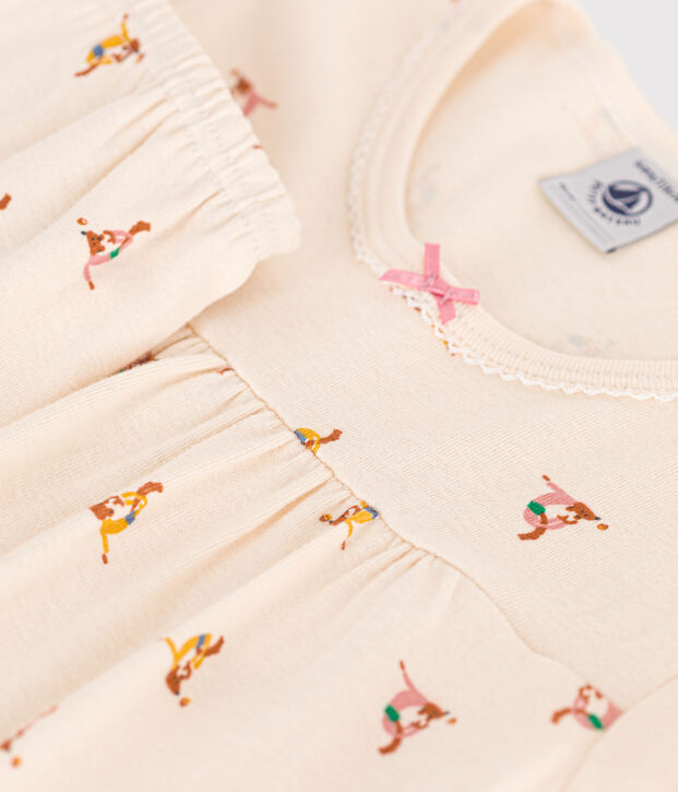 Pyjama short imprim&eacute; animal en coton enfant &eacute;cru/multicouleur