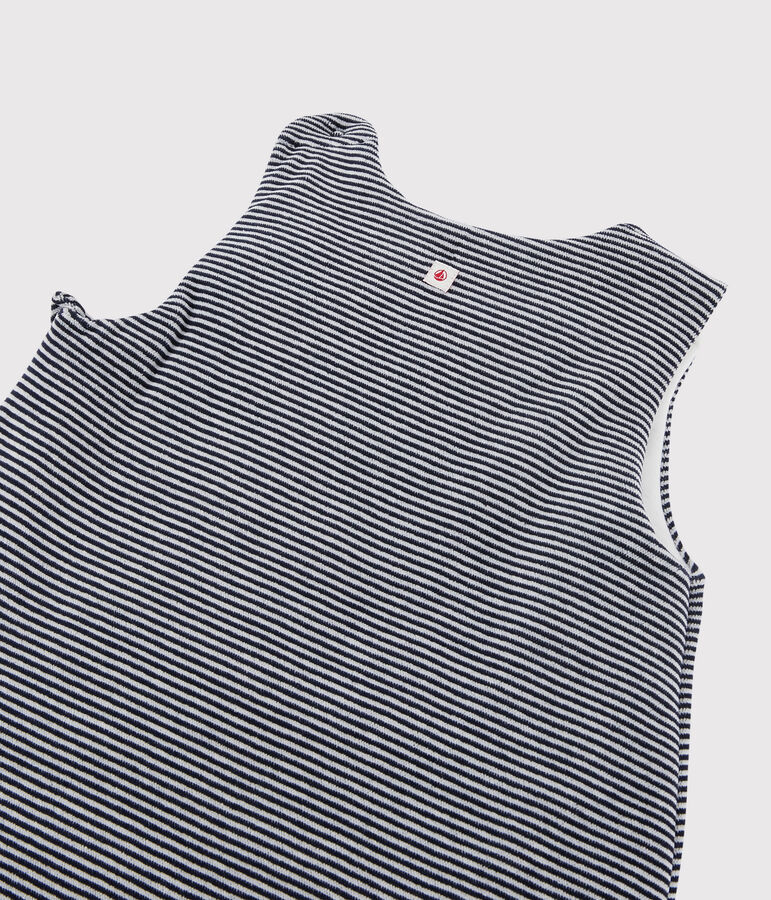 Gigoteuse ray&eacute;e b&eacute;b&eacute; en velours de coton biologique bleu SMOKING/blanc MARSHMALLOW