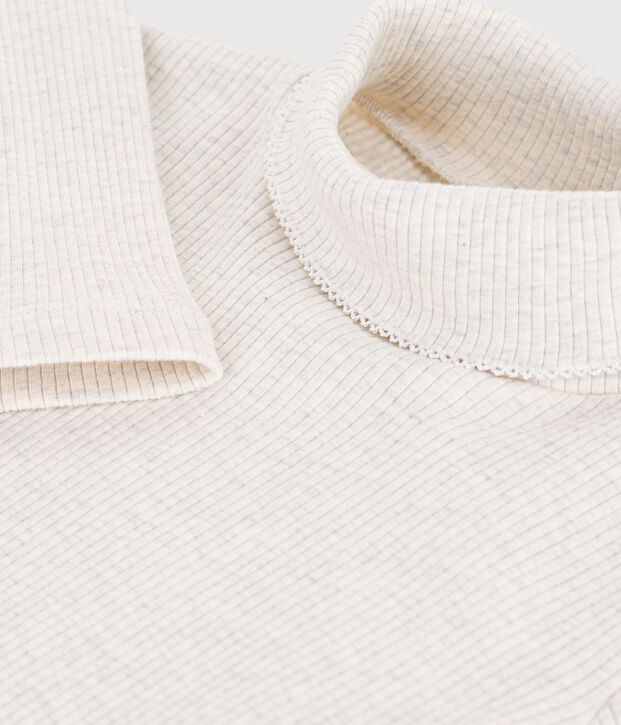 Sous-pull enfant en coton uni beige chin&eacute;
