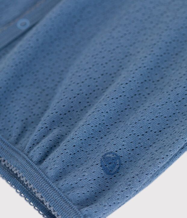 Combinaison courte en coton ajour&eacute; b&eacute;b&eacute; bleu