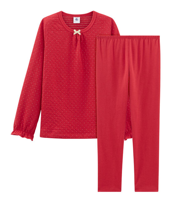 Pyjama petite fille en tubique et côte rouge TERKUIT/jaune OR