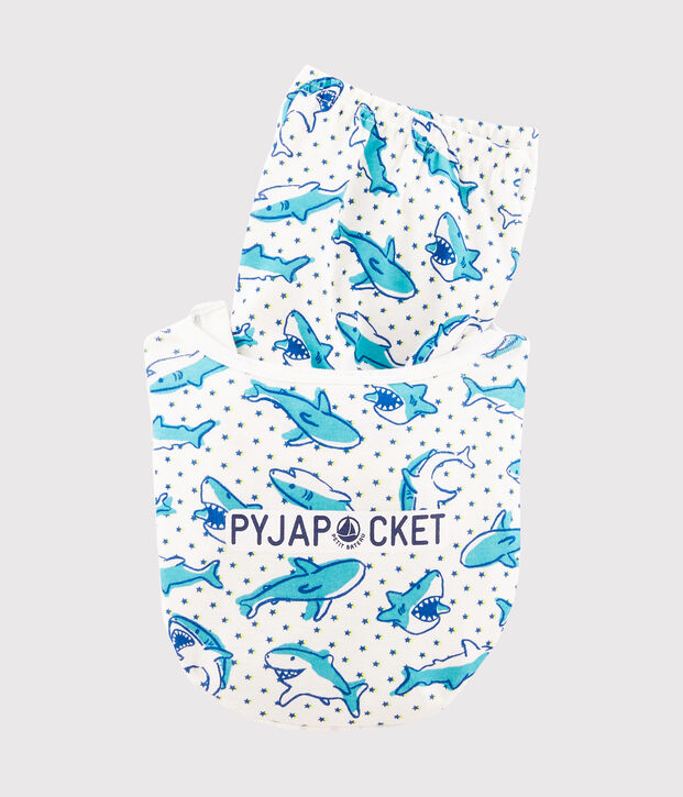 Pyjacourt petit gar&ccedil;on en c&ocirc;te blanc/multicouleur