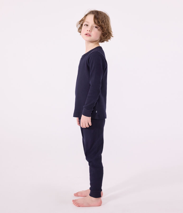 Pyjama uni en coton enfant bleu SMOKING
