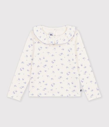 Tee-shirt à col enfant manches longues à fleurs