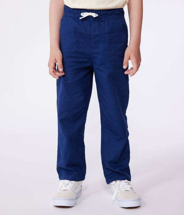 Pantalon enfant en coton bleu fonc&eacute;
