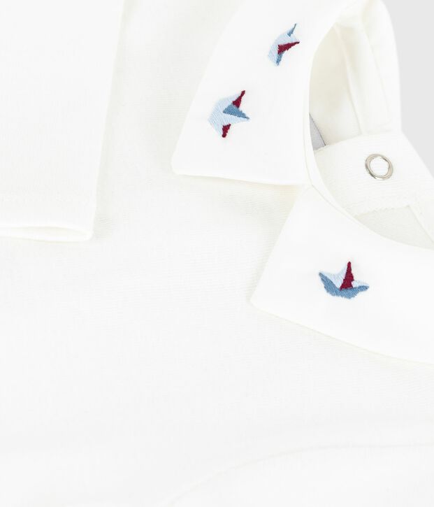 Body b&eacute;b&eacute; en coton &agrave; col brod&eacute;, uni blanc