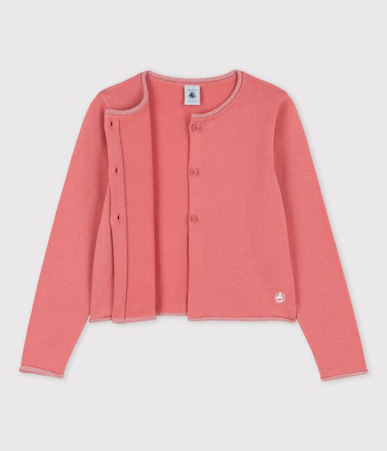 Cardigan en coton enfant fille rose PAPAYE