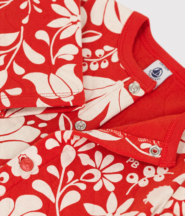 Cardigan b&eacute;b&eacute; imprim&eacute; en tubique matelass&eacute; orange/&eacute;cru