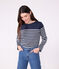 Marinière femme en coton manches longues bleu SMOKING/blanc MARSHMALLOW