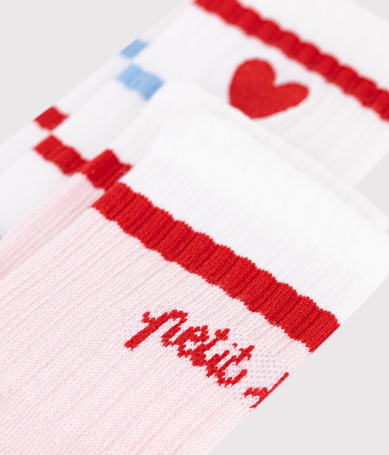 2 paires de chaussettes enfant fille en coton &agrave; rayures variante 1