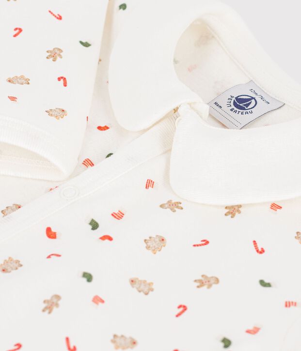 Pyjama b&eacute;b&eacute; en coton sans pieds imprim&eacute; blanc/multicouleur