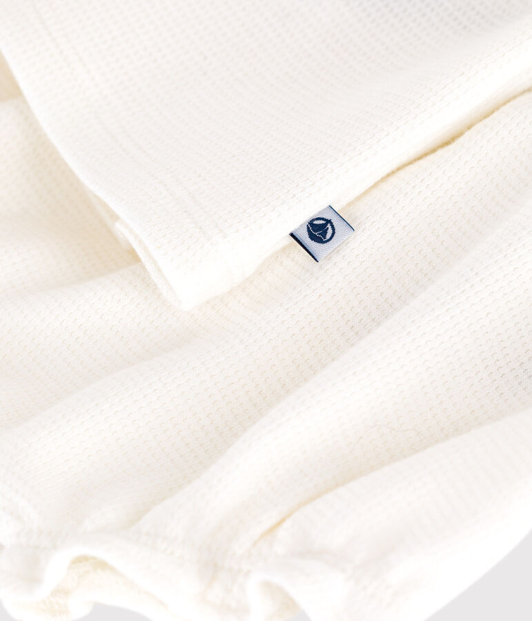 Robe blanche b&eacute;b&eacute; en nid d'abeille &agrave; manches courtes et bloomer blanc MARSHMALLOW