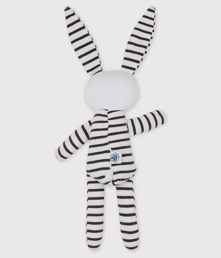 Doudou lapin &agrave; rayures b&eacute;b&eacute; en jersey blanc/bleu