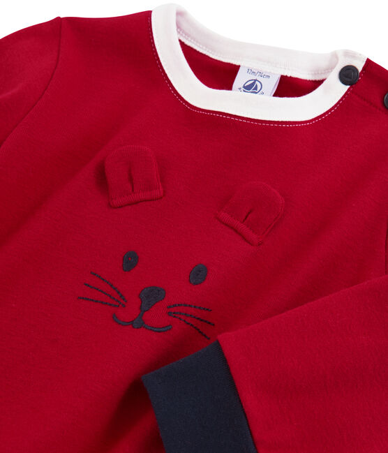 Sweatshirt bébé garçon en maille rouge TERKUIT