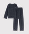 Pyjama petite fille motif nœud en velours bleu SMOKING