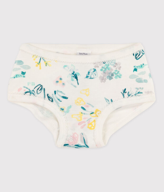 Culotte petite fille en coton blanc/multicouleur