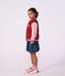 Veste teddy enfant en coton uni colorblock rouge