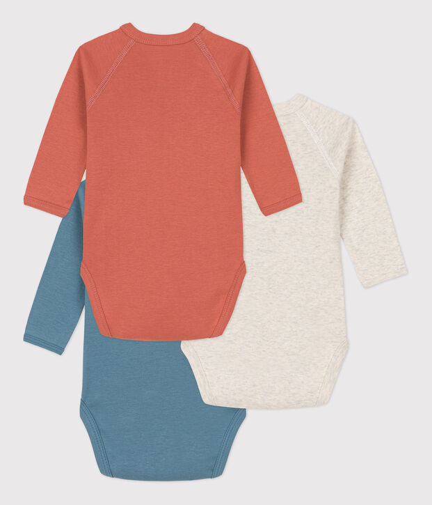 Lot de 3 bodies manches longues b&eacute;b&eacute; en coton multicouleur