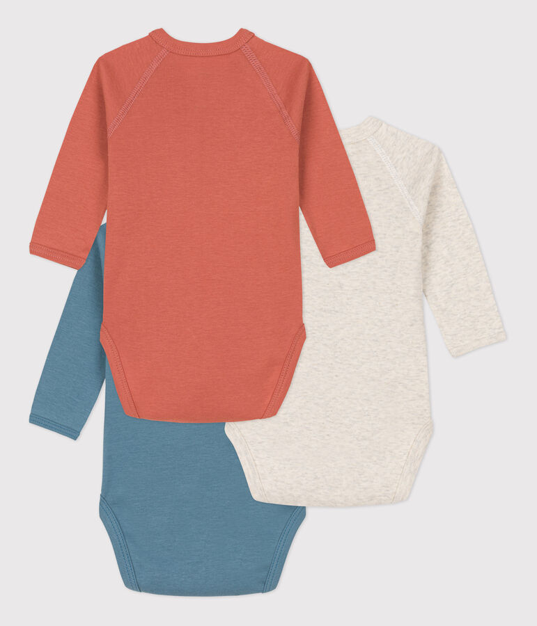 Lot de 3 bodies manches longues b&eacute;b&eacute; en coton multicouleur
