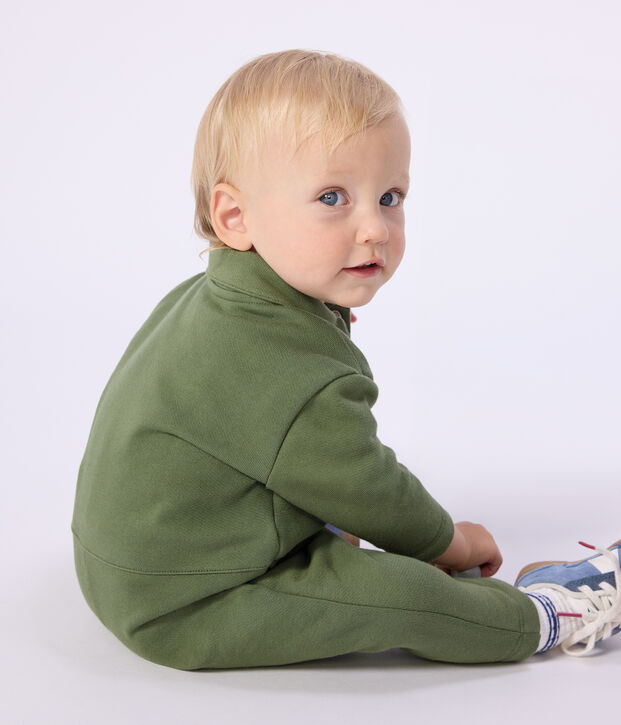 Combinaison longue b&eacute;b&eacute; en coton uni kaki